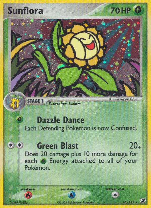 16, EX: Unseen Forces, Fire[×2], Grass, Holo Rare, Holofoil, Water[-30] Sunflora (16/115) [EX: Unseen Forces] - Trading Card World
