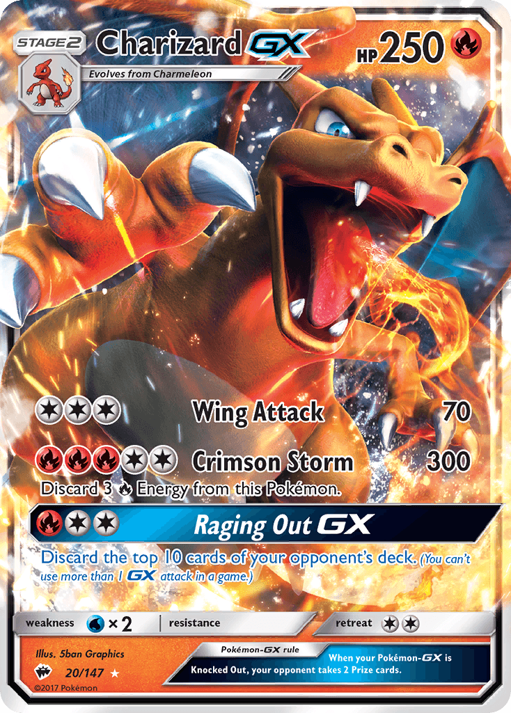 20, Fire, Holofoil, Sun & Moon: Burning Shadows, Ultra Rare, Water[×2] Charizard GX (20/147) [Sun & Moon: Burning Shadows] - Trading Card World
