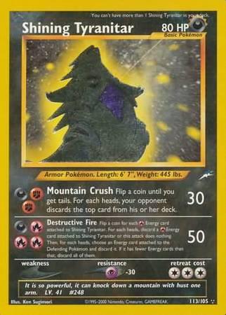 113, Darkness, Holofoil, Neo Destiny Unlimited, Psychic[-30], Secret Rare Shining Tyranitar (113/105) [Neo Destiny Unlimited] - Trading Card World