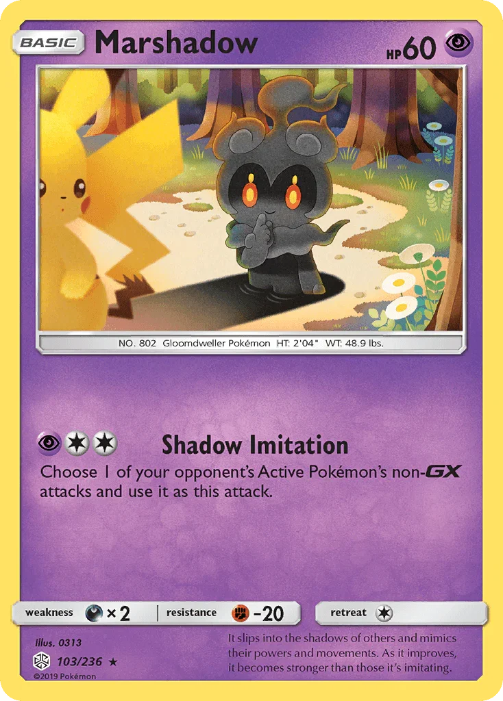 103, Darkness[×2], Fighting[-20], Normal, Psychic, Rare, Reverse Holofoil, Sun & Moon: Cosmic Eclipse Marshadow (103/236) [Sun & Moon: Cosmic Eclipse] - Trading Card World