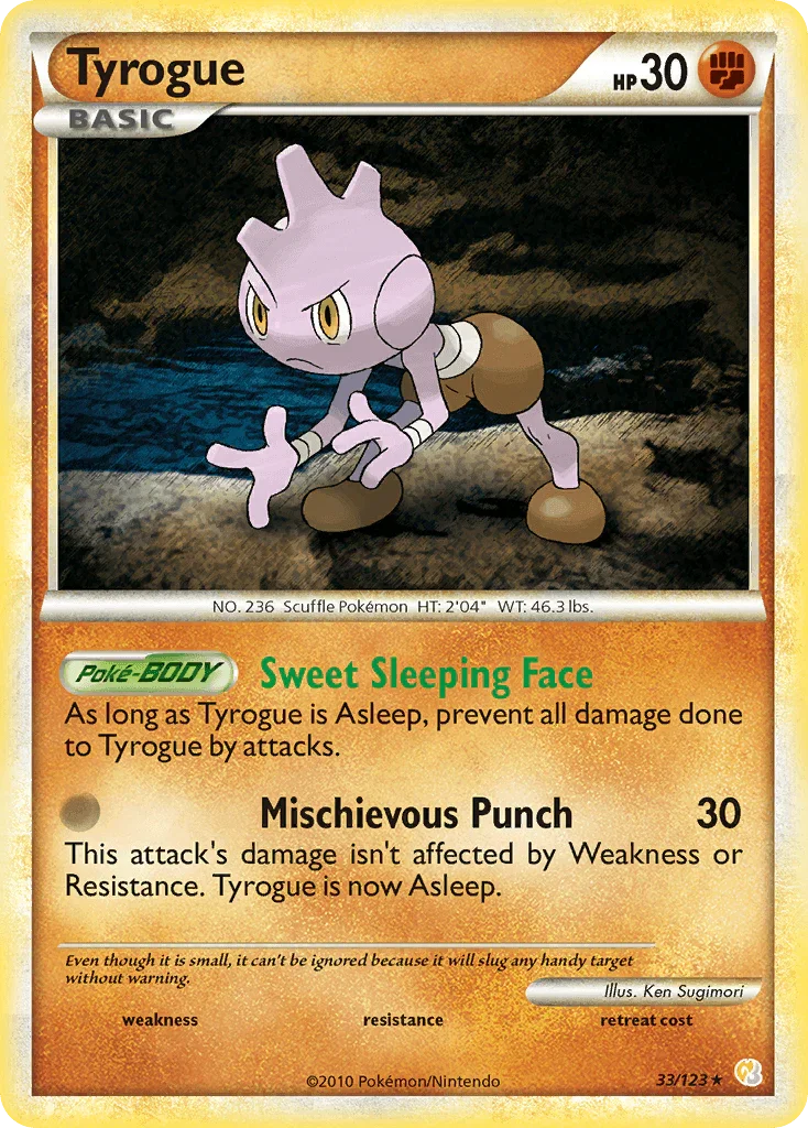 33, Fighting, HeartGold & SoulSilver: Base Set, Normal, Rare, Reverse Holofoil Tyrogue (33/123) [HeartGold & SoulSilver: Base Set] - Trading Card World