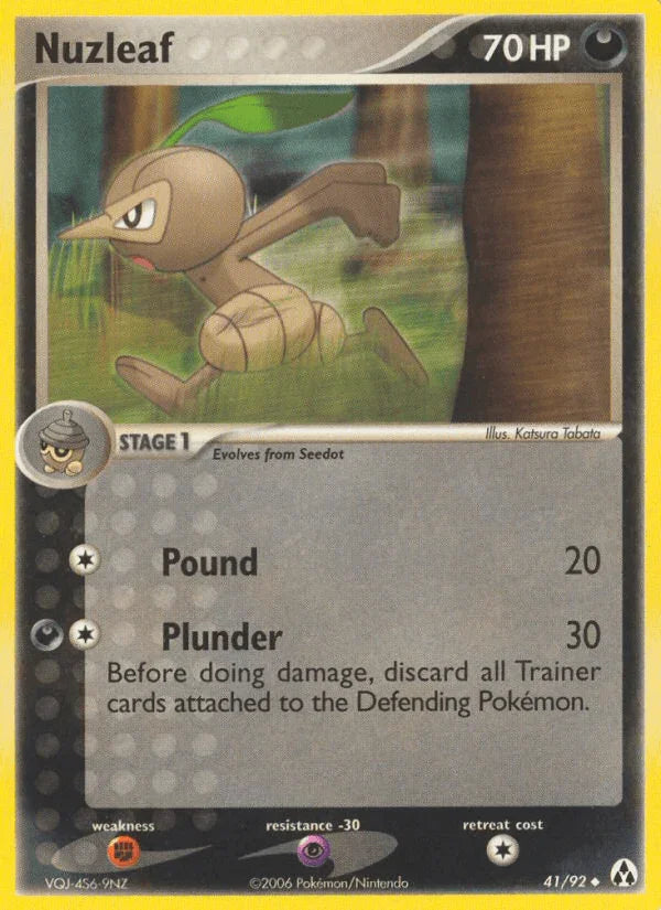 41, Darkness, EX: Legend Maker, Fighting[×2], Normal, Psychic[-30], Uncommon Nuzleaf (41/92) [EX: Legend Maker] - Trading Card World