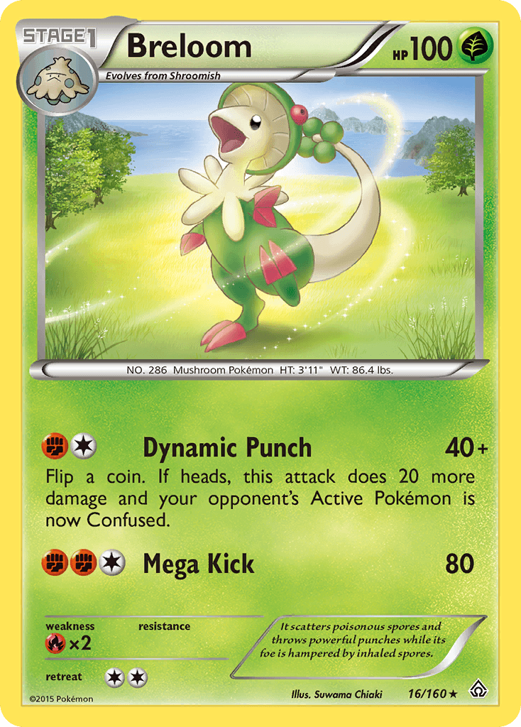 16, Fire[×2], Grass, Normal, Rare, Reverse Holofoil, XY: Primal Clash Breloom (16/160) [XY: Primal Clash] - Trading Card World