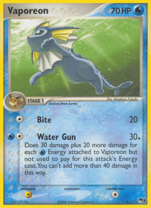 Holofoil, Lightning[×2], Normal, POP Series 3, Rare, Water Vaporeon (6/17) [POP Series 3] - Trading Card World