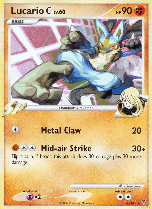 31, Fighting, Normal, Platinum: Supreme Victors, Psychic[×2], Rare, Reverse Holofoil Lucario C (31/147) [Platinum: Supreme Victors] - Trading Card World