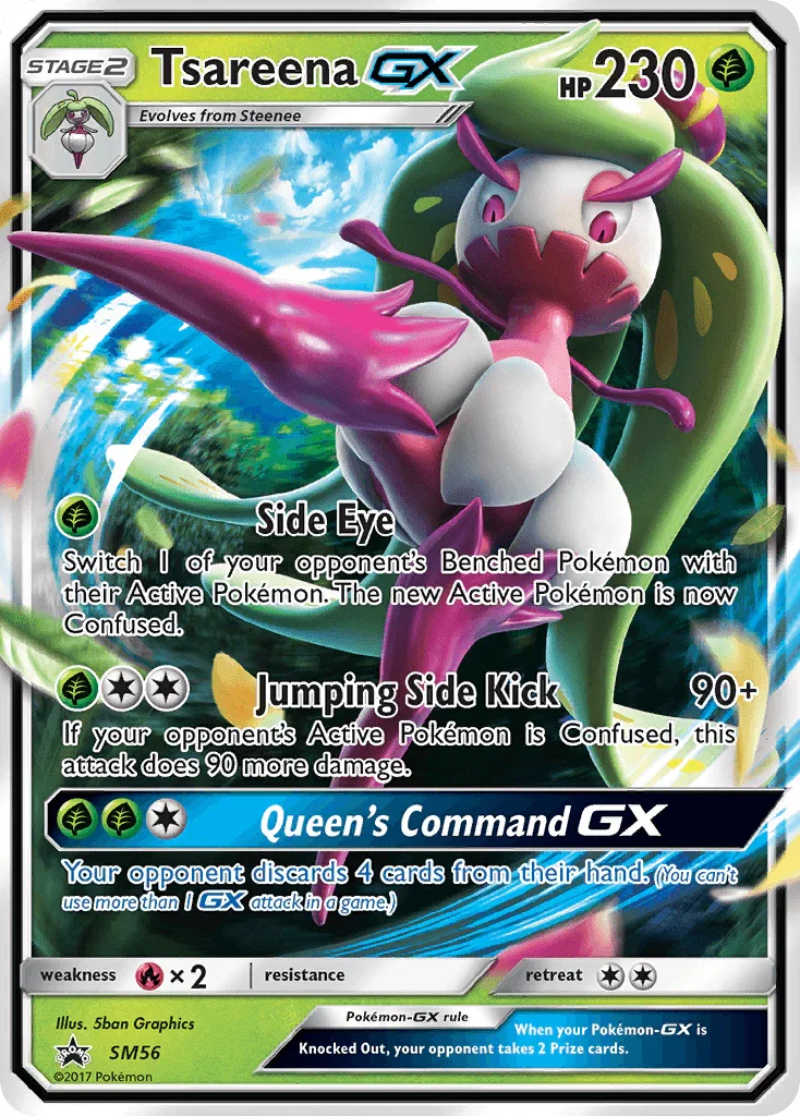 Black Star Promo, Fire[×2], Grass, Holofoil, SM56, Sun & Moon: Black Star Promos Tsareena GX (SM56) [Sun & Moon: Black Star Promos] - Trading Card World