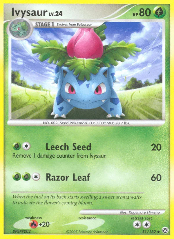 51, Diamond & Pearl: Secret Wonders, Fire[+20], Grass, Normal, Reverse Holofoil, Uncommon Ivysaur (51/132) [Diamond & Pearl: Secret Wonders] - Trading Card World