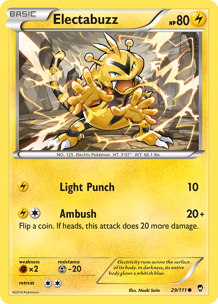 29, Common, Fighting[×2], Lightning, Metal[-20], Normal, Reverse Holofoil, XY: Furious Fists Electabuzz (29/111) [XY: Furious Fists] - Trading Card World