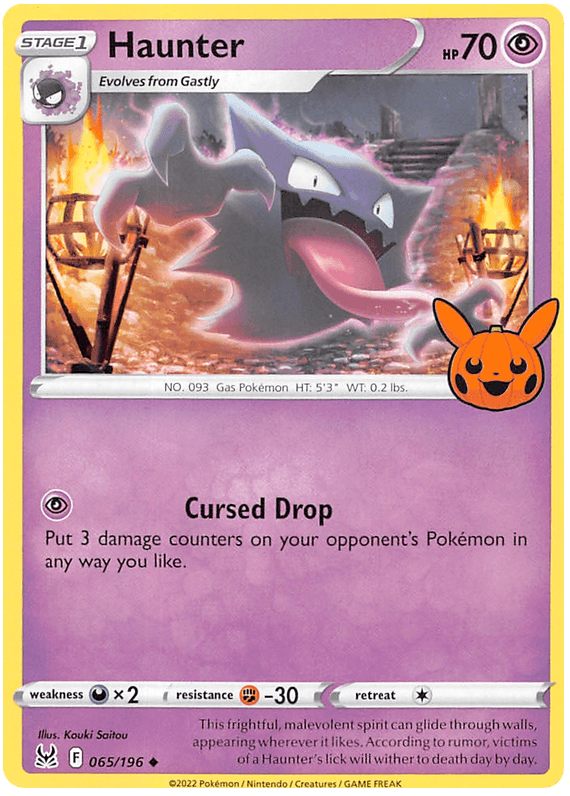 065, Darkness [x2], Fighting [-30], Normal, Promo, Psychic, Trick or Trade 2023 Haunter (065/196) [Trick or Trade 2023] - Trading Card World