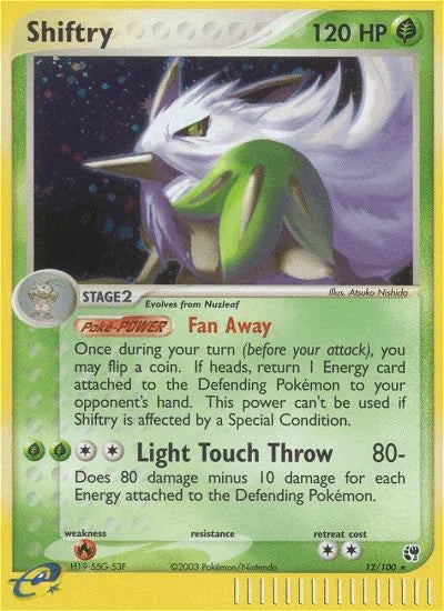 12, EX: Sandstorm, Fire[×2], Grass, Holo Rare, Holofoil, Reverse Holofoil Shiftry (12/100) [EX: Sandstorm] - Trading Card World