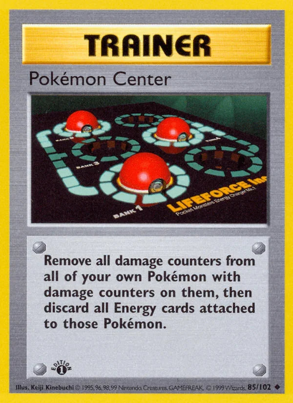 1st Edition Normal, 85, Base Set 1st Edition, Trainer, Uncommon Pokemon Center (85/102) (Shadowless) [Base Set 1st Edition] - Trading Card World