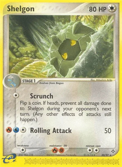 20, Colorless, Colorless[×2], EX: Dragon, Fighting[-30], Fire[-30], Normal, Rare, Reverse Holofoil Shelgon (20/97) [EX: Dragon] - Trading Card World