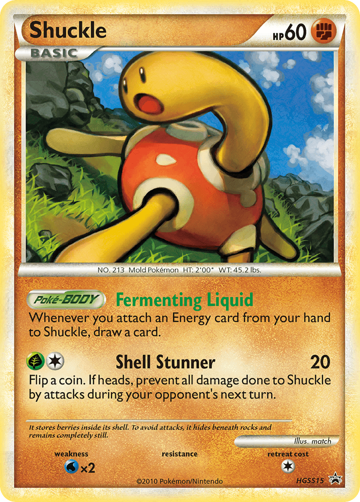 Black Star Promo, Fighting, HeartGold & SoulSilver: Black Star Promos, HGSS15, Holofoil, Water[×2] Shuckle (HGSS15) [HeartGold & SoulSilver: Black Star Promos] - Trading Card World