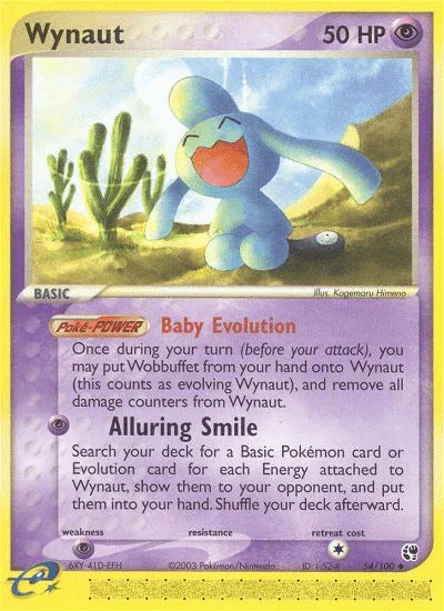 54, EX: Sandstorm, Normal, Psychic, Psychic[×2], Reverse Holofoil, Uncommon Wynaut (54/100) [EX: Sandstorm] - Trading Card World