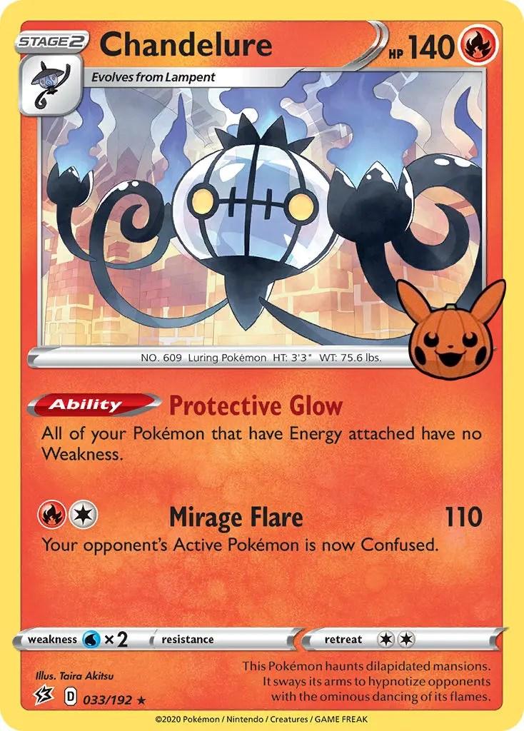 033, Fire, Holofoil, Promo, Trick or Trade, Water [x2] Chandelure (033/192) [Trick or Trade] - Trading Card World