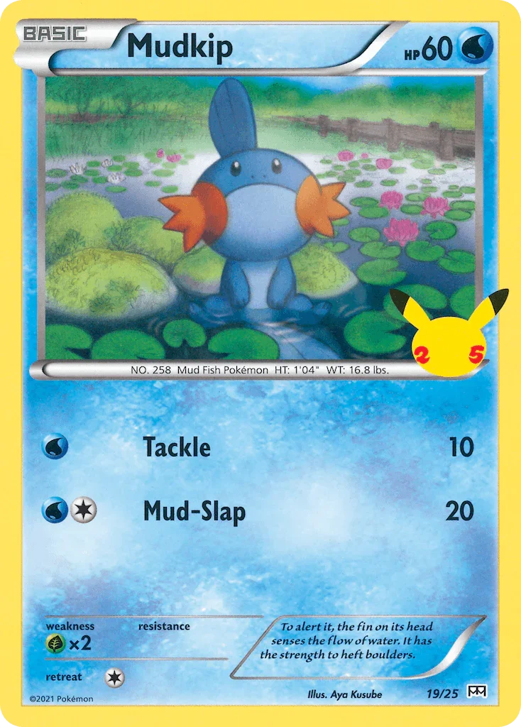 19, Grass[×2], Holofoil, McDonald's 25th Anniversary, Normal, Promo, Water Mudkip (19/25) [McDonald's 25th Anniversary] - Trading Card World