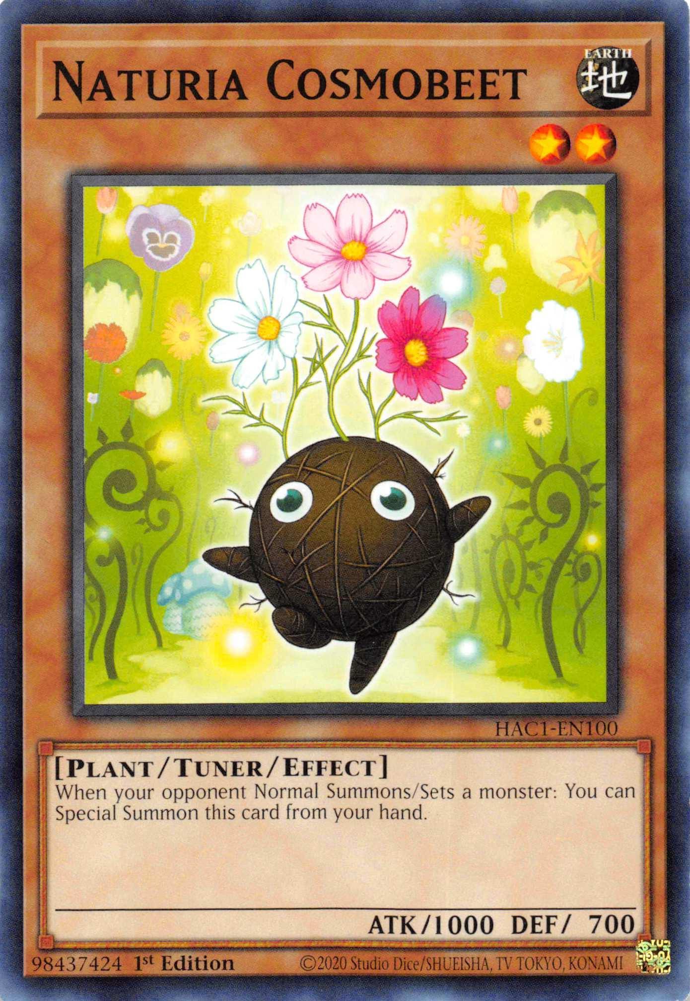 1st Edition, Common, Earth, Hidden Arsenal: Chapter 1, Plant, Tuner/Effect Monster Naturia Cosmobeet [HAC1-EN100] Common - Trading Card World