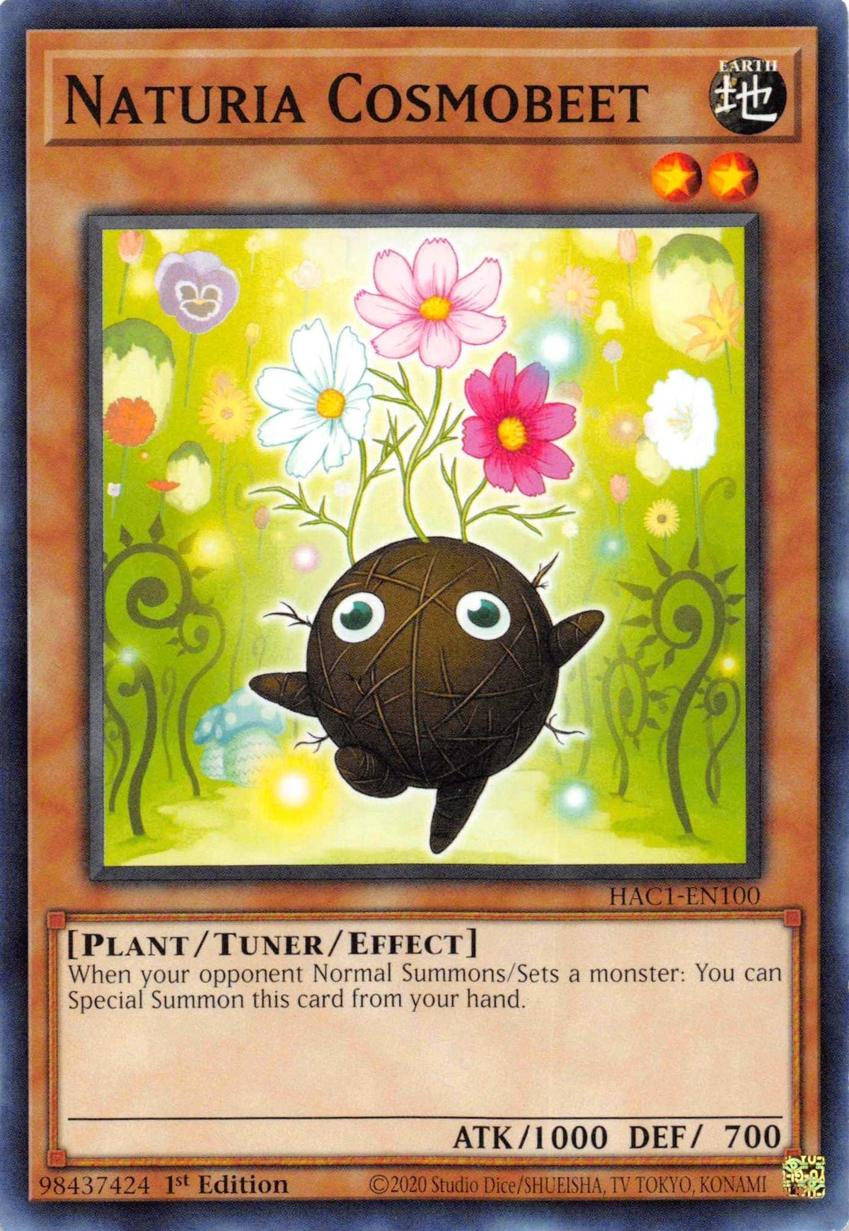 1st Edition, Common, Earth, Hidden Arsenal: Chapter 1, Plant, Tuner/Effect Monster Naturia Cosmobeet [HAC1-EN100] Common - Trading Card World