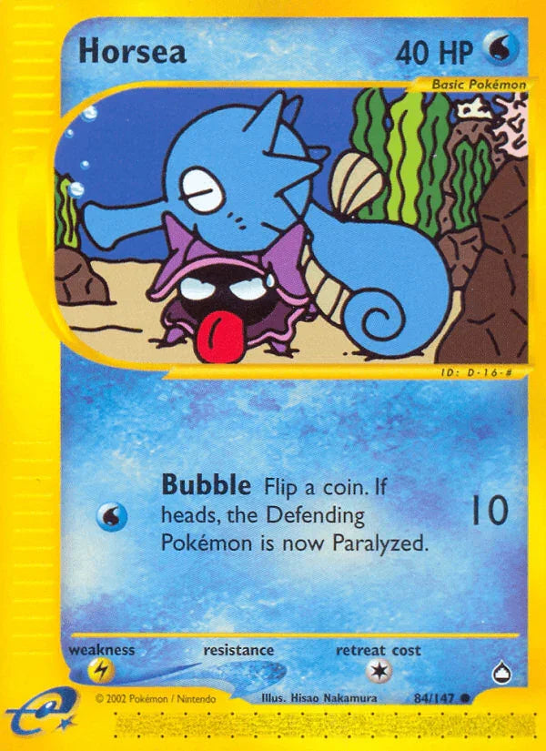 84, Aquapolis, Common, Lightning[×2], Normal, Reverse Holofoil, Water Horsea (84/147) [Aquapolis] - Trading Card World
