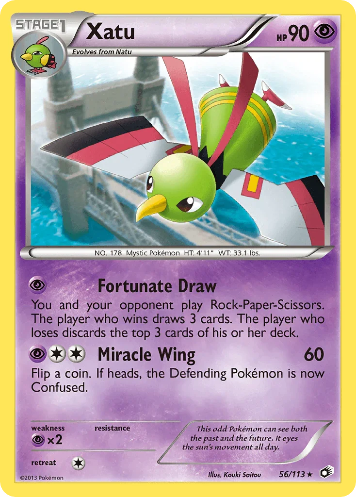 56, Black & White: Legendary Treasures, Normal, Psychic, Psychic[×2], Rare, Reverse Holofoil Xatu (56/113) [Black & White: Legendary Treasures] - Trading Card World