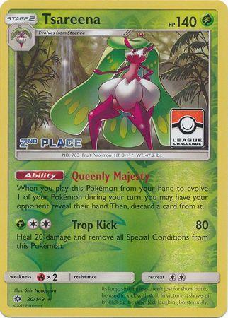 20, Fire[×2], Grass, Promo, Reverse Holofoil, Sun & Moon: Base Set Tsareena (20/149) (League 2nd Place) [Sun & Moon: Base Set] - Trading Card World