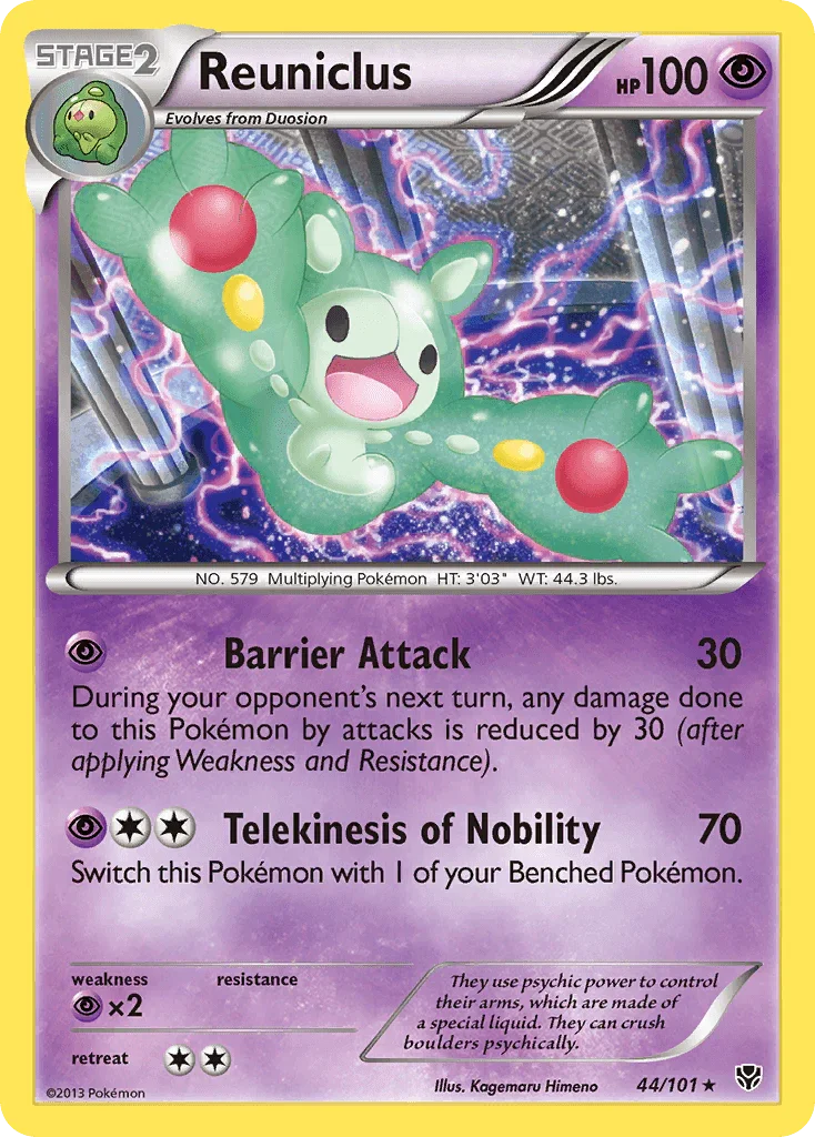 44, Black & White: Plasma Blast, Normal, Psychic, Psychic[×2], Rare, Reverse Holofoil Reuniclus (44/101) [Black & White: Plasma Blast] - Trading Card World