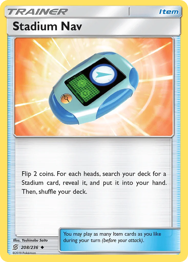 208, Item, Normal, Reverse Holofoil, Sun & Moon: Unified Minds, Uncommon Stadium Nav (208/236) [Sun & Moon: Unified Minds] - Trading Card World