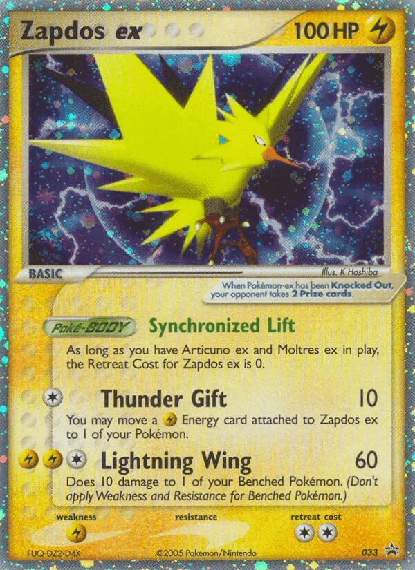 033, Black Star Promo, Holofoil, Lightning, Lightning[×2], Nintendo: Black Star Promos Zapdos ex (033) [Nintendo: Black Star Promos] - Trading Card World
