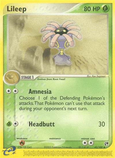 43, EX: Sandstorm, Fire[×2], Grass, Normal, Reverse Holofoil, Uncommon Lileep (43/100) [EX: Sandstorm] - Trading Card World