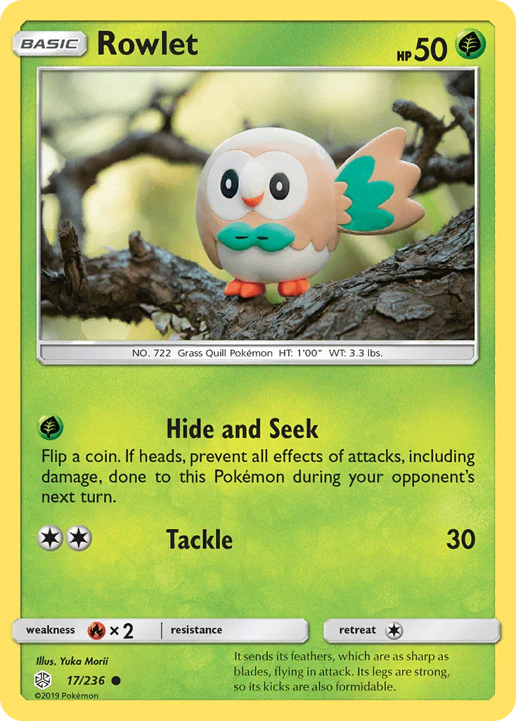 17, Common, Fire[×2], Grass, Normal, Reverse Holofoil, Sun & Moon: Cosmic Eclipse Rowlet (17/236) [Sun & Moon: Cosmic Eclipse] - Trading Card World