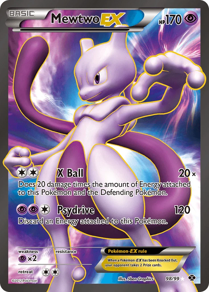 98, Black & White: Next Destinies, Holofoil, Psychic, Psychic[×2], Ultra Rare Mewtwo EX (98/99) [Black & White: Next Destinies] - Trading Card World