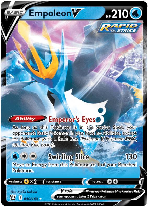040, Holofoil, Lightning[×2], Sword & Shield: Battle Styles, Ultra Rare, Water Empoleon V (040/163) [Sword & Shield: Battle Styles] - Trading Card World