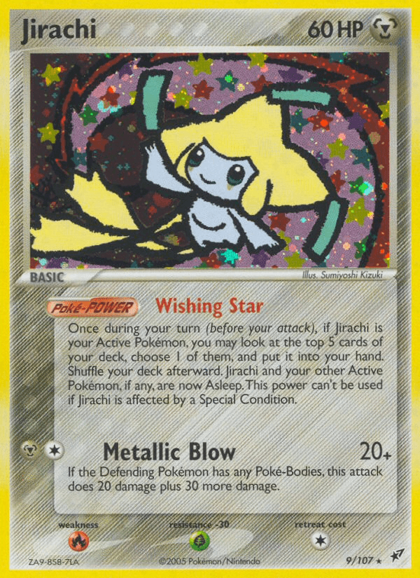 EX: Deoxys, Fire[×2], Grass[-30], Holo Rare, Holofoil, Metal Jirachi (9/107) [EX: Deoxys] - Trading Card World