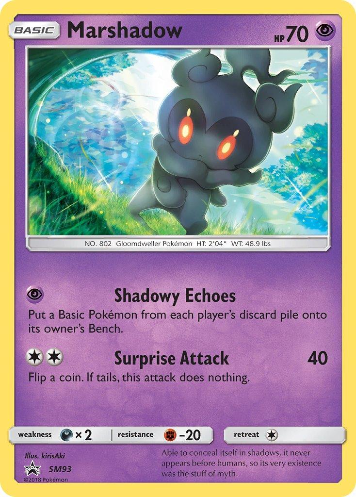 Black Star Promo, Darkness[×2], Fighting[-20], Holofoil, Psychic, SM93, Sun & Moon: Black Star Promos Marshadow (SM93) [Sun & Moon: Black Star Promos] - Trading Card World