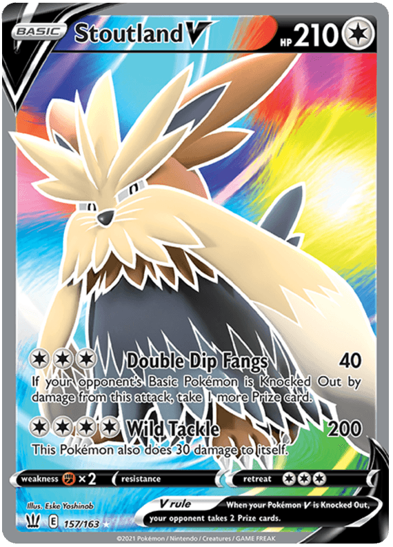 157, Colorless, Fire[x2], Holofoil, Sword & Shield: Battle Styles, Ultra Rare Stoutland V (157/163) [Sword & Shield: Battle Styles] - Trading Card World