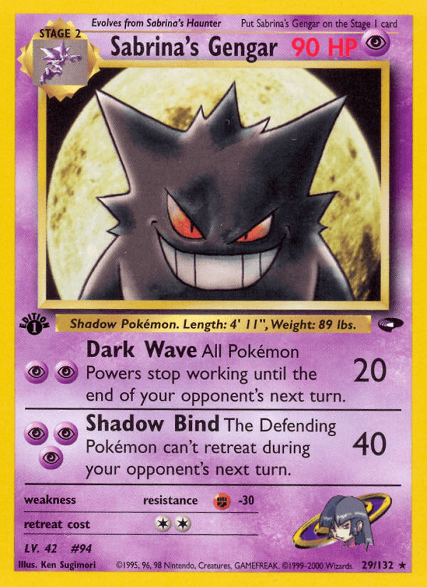 1st Edition Normal, 29, Fighting[-30], Gym Challenge 1st Edition, Psychic, Rare Sabrina's Gengar (29/132) [Gym Challenge 1st Edition] - Trading Card World