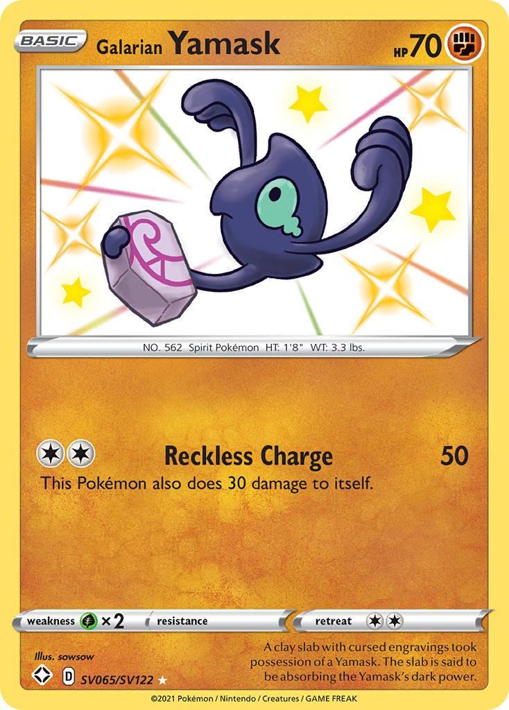 Fighting, Grass[×2], Holofoil, SV065, Sword & Shield: Shining Fates, Ultra Rare Galarian Yamask (SV065/SV122) [Sword & Shield: Shining Fates] - Trading Card World