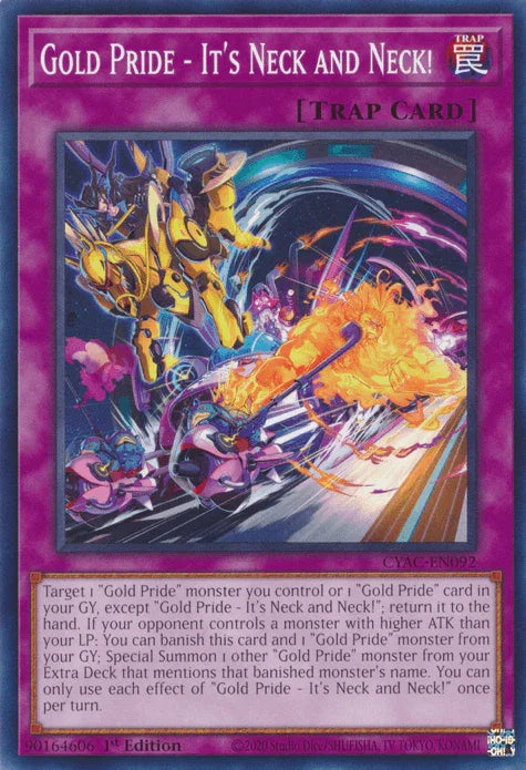 1st Edition, Common, Cyberstorm Access, Normal Trap, Trap Gold Pride - It's Neck and Neck! [CYAC-EN092] Common - Trading Card World