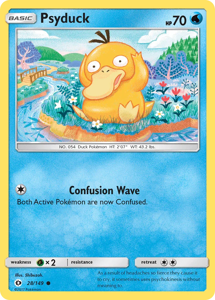 28, Common, Grass[×2], Normal, Reverse Holofoil, Sun & Moon: Base Set, Water Psyduck (28/149) [Sun & Moon: Base Set] - Trading Card World