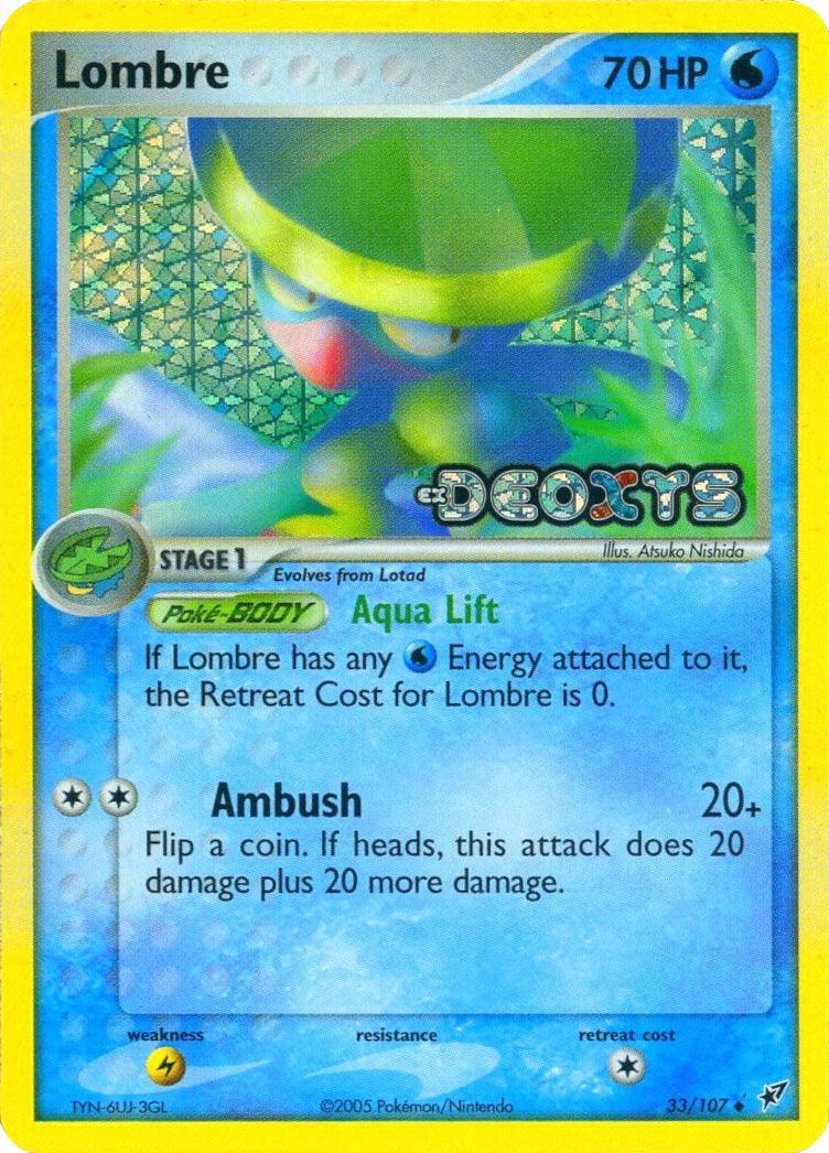 33, EX: Deoxys, Lightning[×2], Reverse Holofoil, Uncommon, Water Lombre (33/107) (Stamped) [EX: Deoxys] - Trading Card World