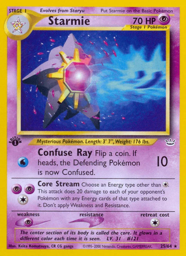 1st Edition Normal, 25, Neo Revelation 1st Edition, Psychic, Psychic[×2], Rare Starmie (25/64) [Neo Revelation 1st Edition] - Trading Card World