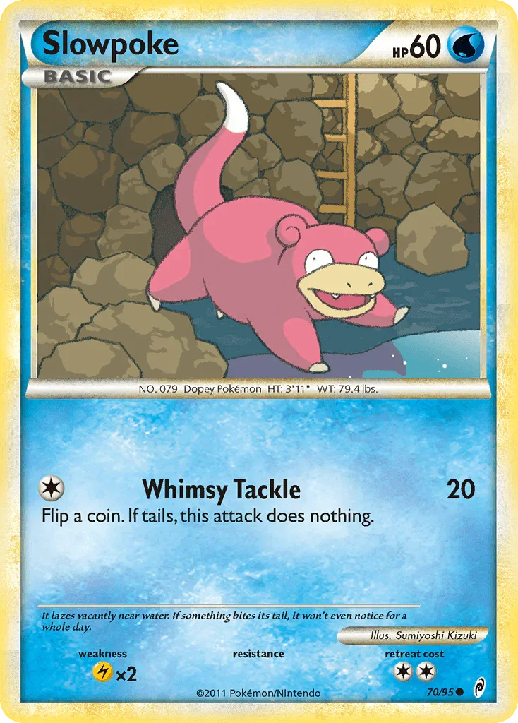 70, Common, HeartGold & SoulSilver: Call of Legends, Lightning[×2], Normal, Reverse Holofoil, Water Slowpoke (70/95) [HeartGold & SoulSilver: Call of Legends] - Trading Card World