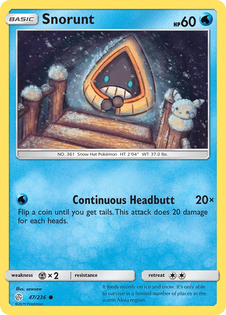 47, Common, Metal[×2], Normal, Reverse Holofoil, Sun & Moon: Cosmic Eclipse, Water Snorunt (47/236) [Sun & Moon: Cosmic Eclipse] - Trading Card World