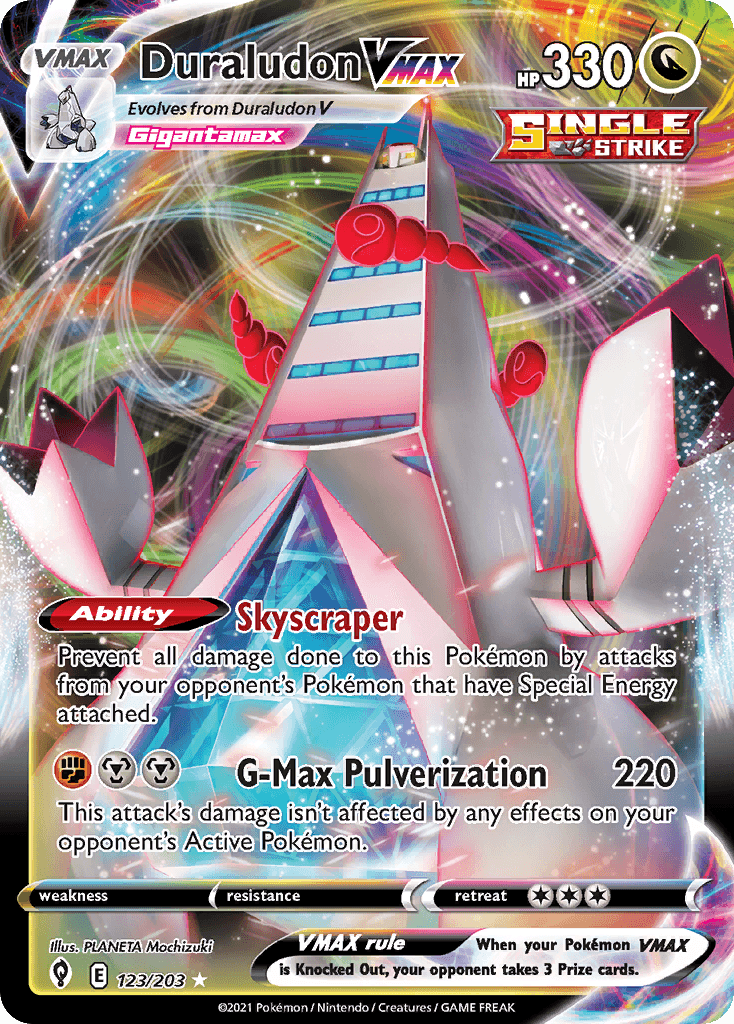 123, Dragon, Holofoil, Promo, Sword & Shield: Evolving Skies Duraludon VMAX (123/203) (Jumbo Card) [Sword & Shield: Evolving Skies] - Trading Card World