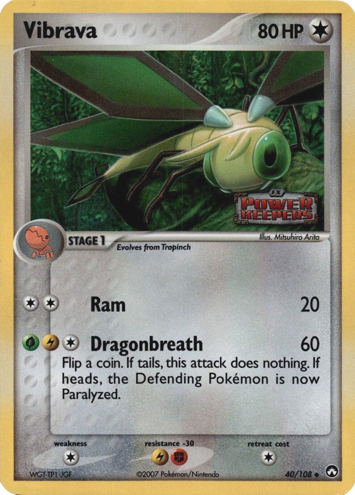 40, Colorless, Colorless[×2], EX: Power Keepers, Fighting[-30], Lightning[-30], Reverse Holofoil, Uncommon Vibrava (40/108) (Stamped) [EX: Power Keepers] - Trading Card World