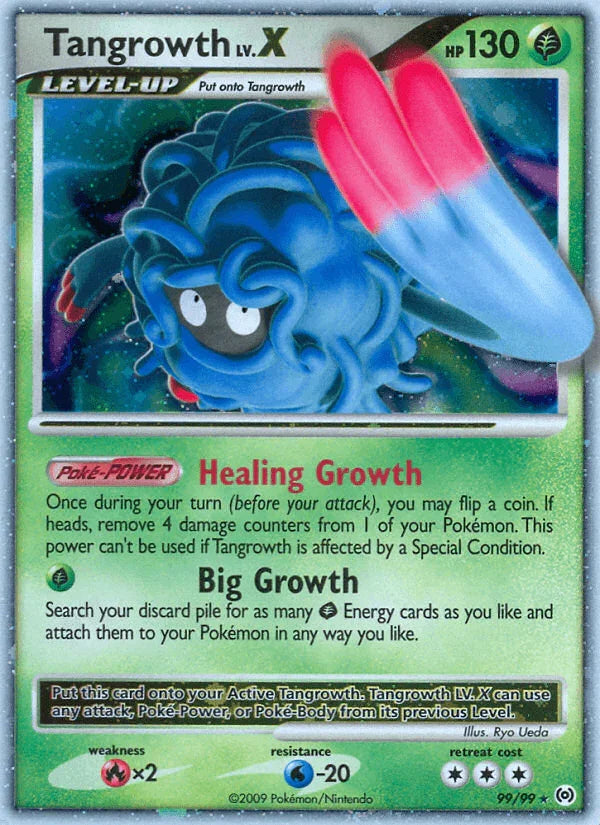 99, Fire[×2], Grass, Holo Rare, Holofoil, Platinum: Arceus, Water[-20] Tangrowth LV.X (99/99) [Platinum: Arceus] - Trading Card World