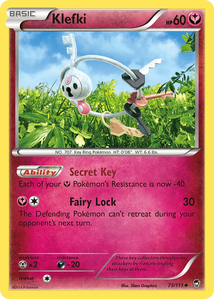 73, Darkness[-20], Fairy, Metal[×2], Normal, Reverse Holofoil, Uncommon, XY: Furious Fists Klefki (73/111) [XY: Furious Fists] - Trading Card World