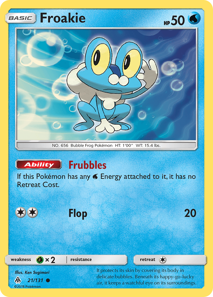 21, Common, Grass[×2], Normal, Reverse Holofoil, Sun & Moon: Forbidden Light, Water Froakie (21/131) [Sun & Moon: Forbidden Light] - Trading Card World