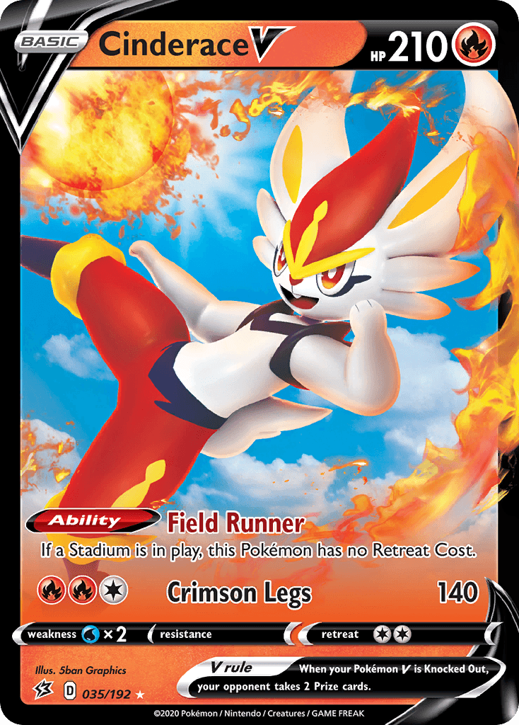 035, Fire, Holofoil, Sword & Shield: Rebel Clash, Ultra Rare, Water[×2] Cinderace V (035/192) [Sword & Shield: Rebel Clash] - Trading Card World