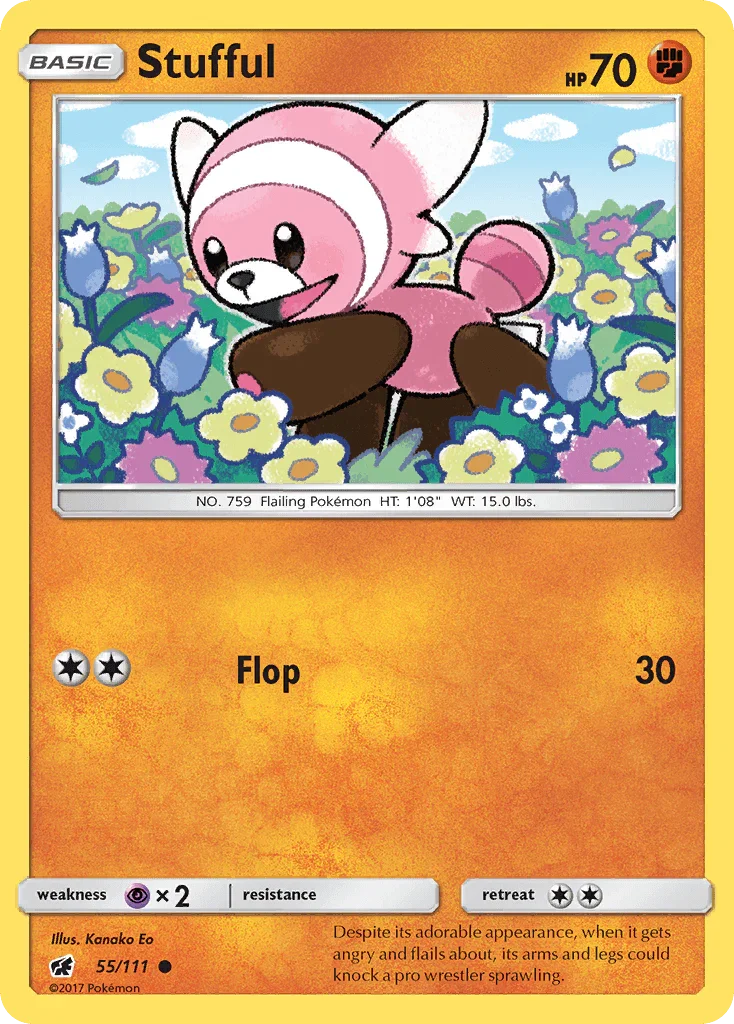 55, Common, Fighting, Normal, Psychic[×2], Reverse Holofoil, Sun & Moon: Crimson Invasion Stufful (55/111) [Sun & Moon: Crimson Invasion] - Trading Card World